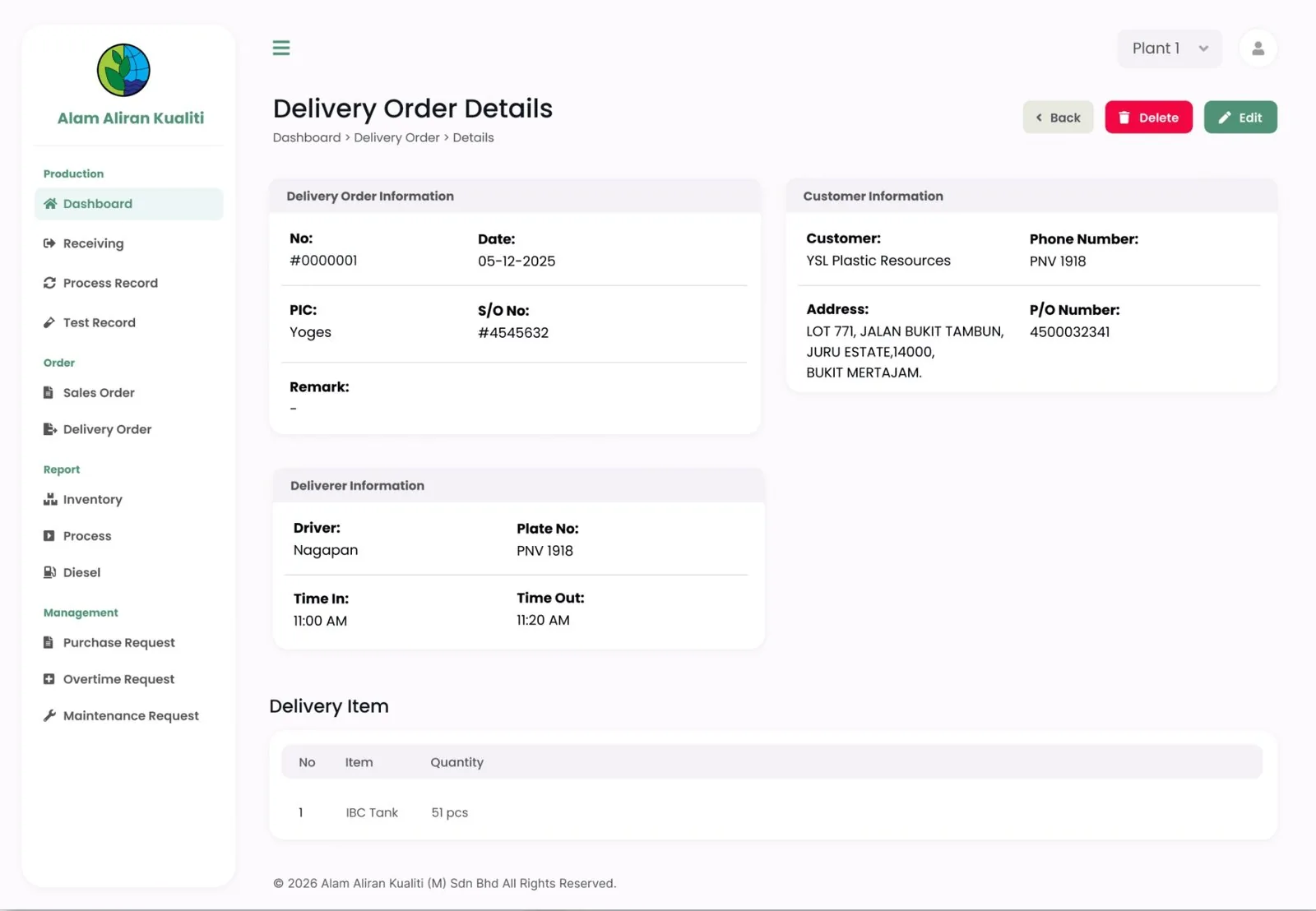 Delivery orders the driver can follow