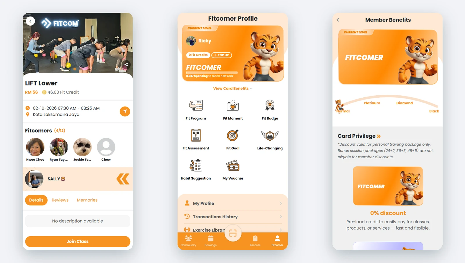 Class detail, profile and member tiers